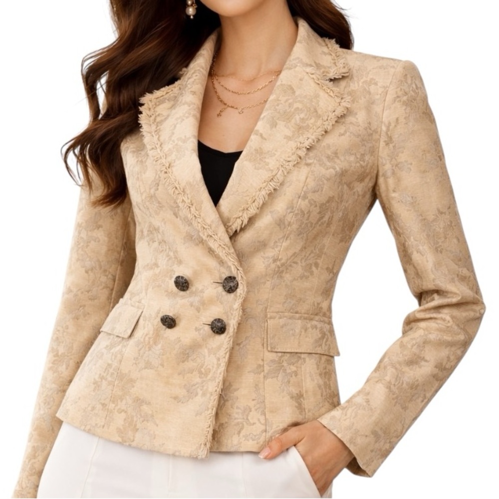 Badgley Mischka Metallic Gold Brocade Jacket
